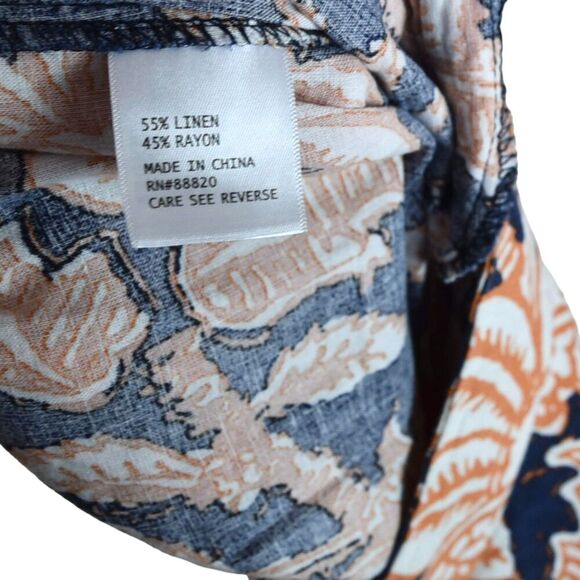 Christian Siriano Tropical  Linen Blend Floral Pants XL Pull-On Boho Wide Leg - Picture 8 of 9